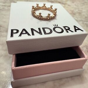 Pandora Pink Sparkling Rose Gold Crown Ring